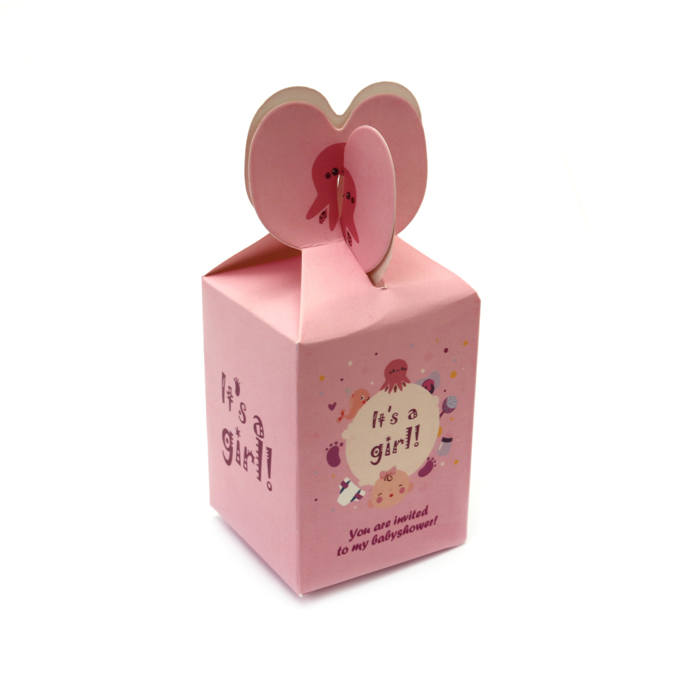 Cardboard Folding Gift Box for a baby girl 5.7x5.7x13 cm