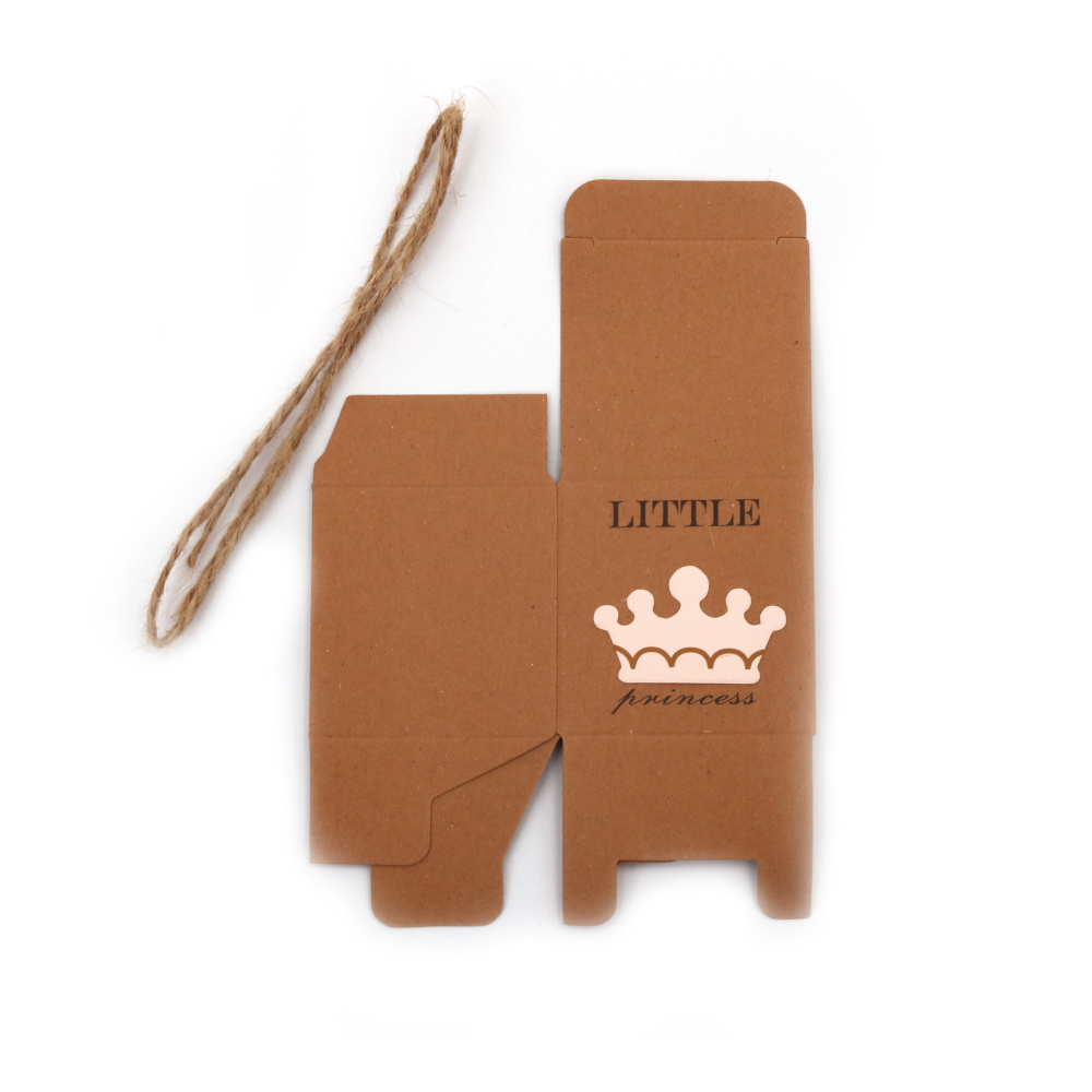 Folding Kraft Cardboard Box with twine 5.3x5.3x5.3cm Little Princess