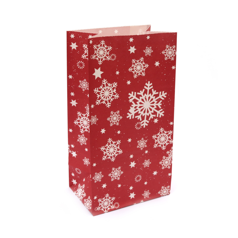 Paper gift bag with bottom Christmas 11.5x8x21 cm mix colors with stickers
