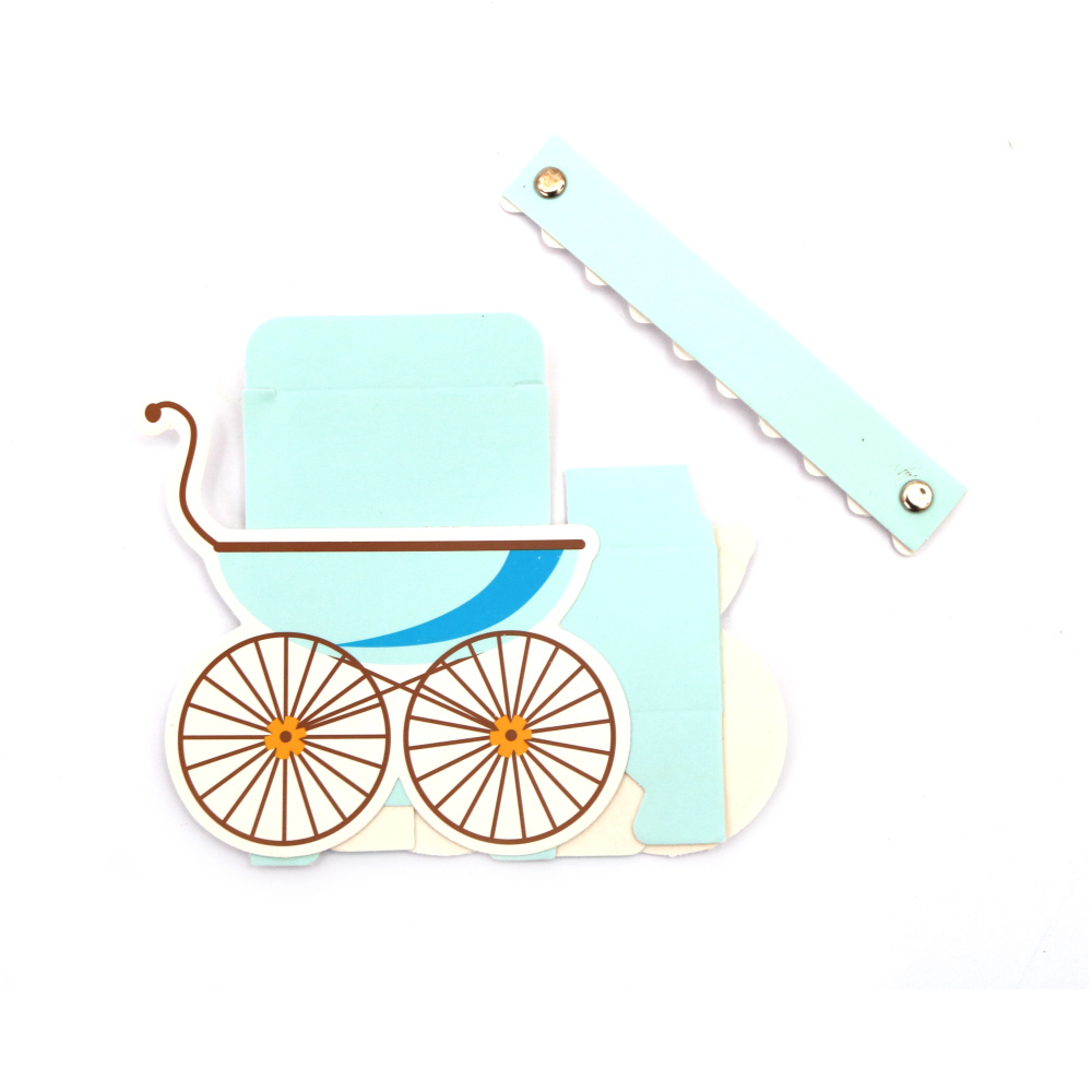 Cardboard box baby stroller foldable 8x3x9 cm color blue