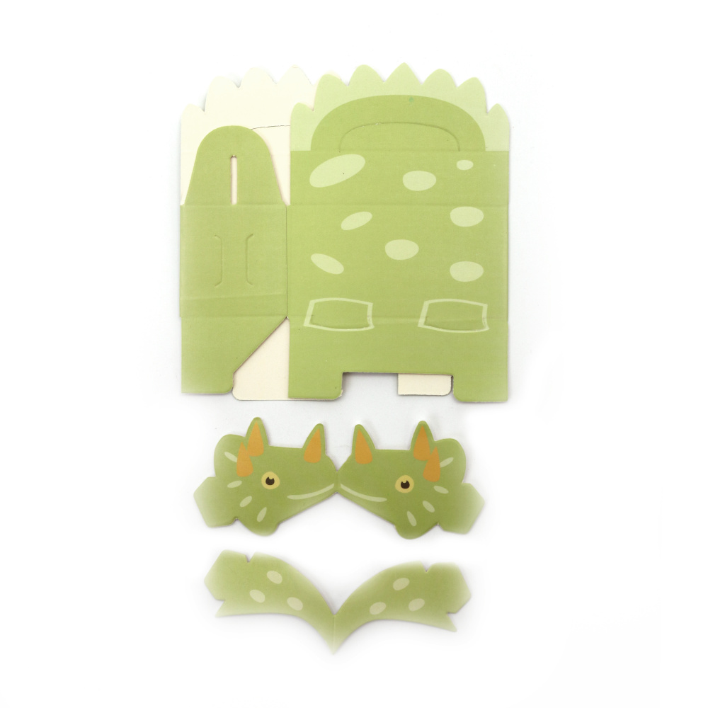 Box cardboard folding dinosaur 16x4x8 cm color green