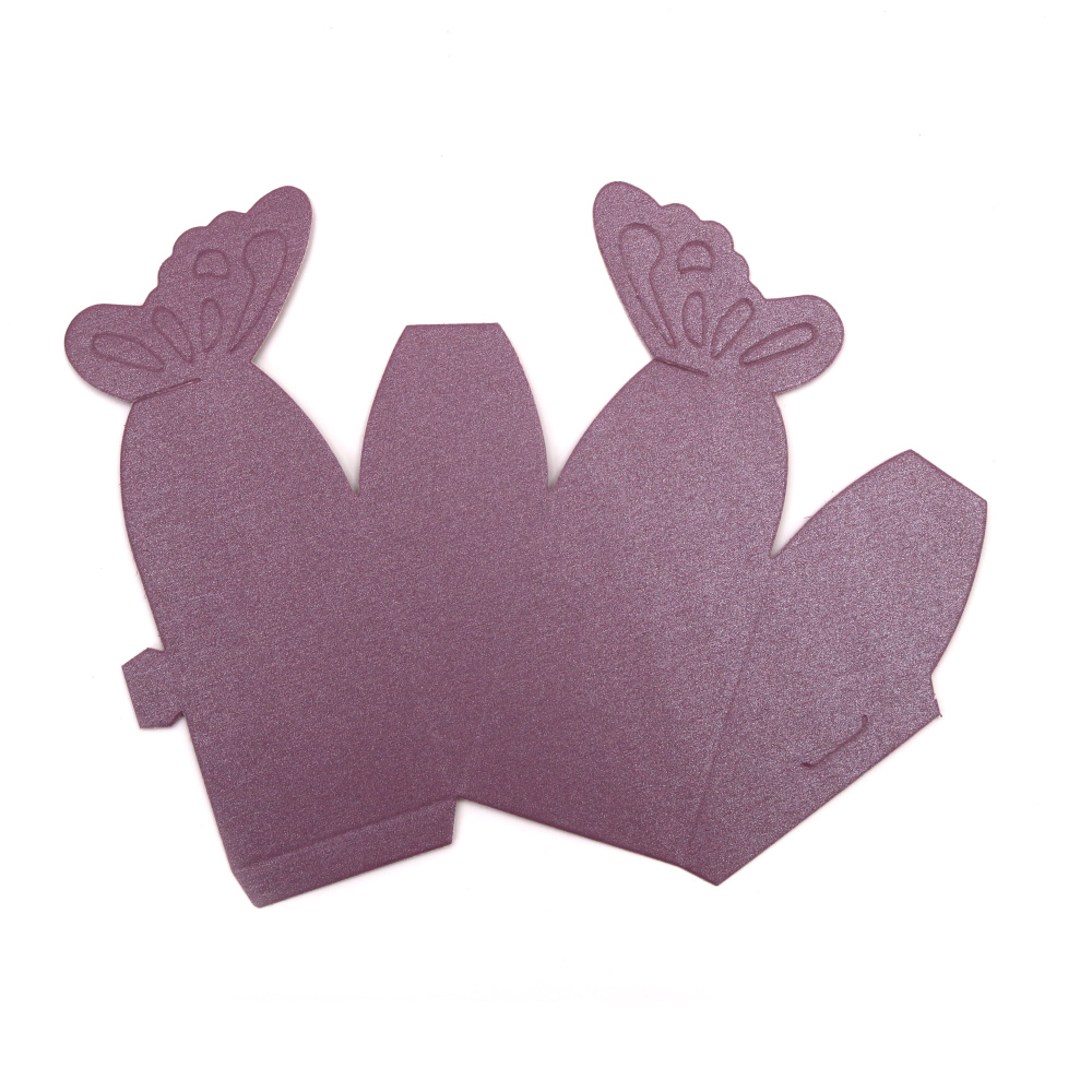 Blank for Piece of cake cardboard with a butterfly 7x4x5 cm pearl purple - 1 piece