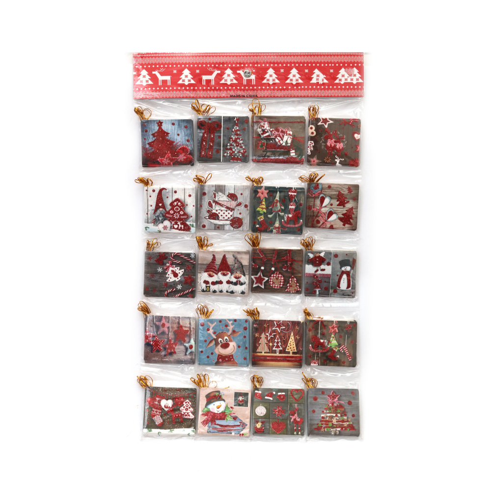 Christmas Greeting Cards With Glitter 77x70 Mm Christmas Magic - 128 Pieces