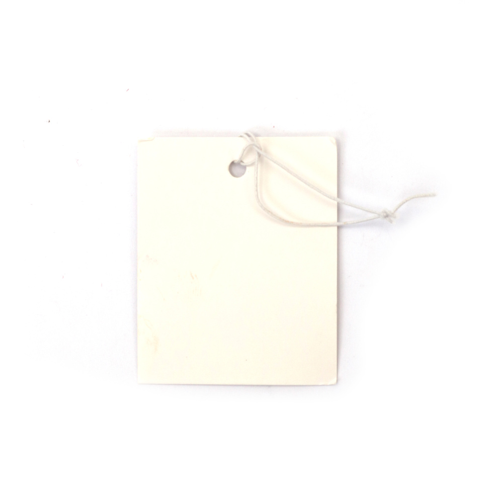 Price Tag/Cardboard 4x5 Cm White With Elastic - 50 Pieces