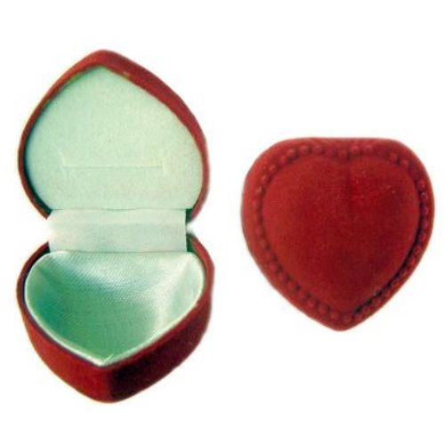 Кутия за бижута сърце 4.3 см червена