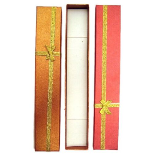 Cardboard Gift Jewelry Box with a Gold Ribbon, 40x225 mm