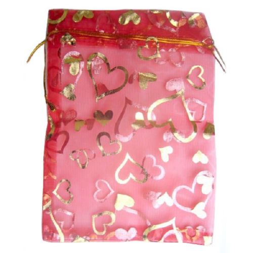 Jewelry bag 130x180 mm red with gold