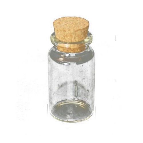 Glass Bottles, with Cork Tampions, Bead Containers 40 x 22 mm