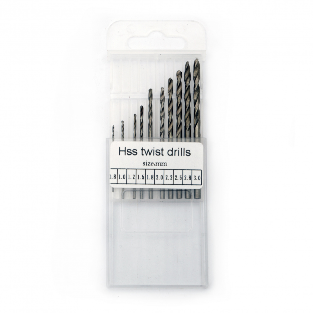 Drill bit set from 0.8 to 3 mm in the organizer