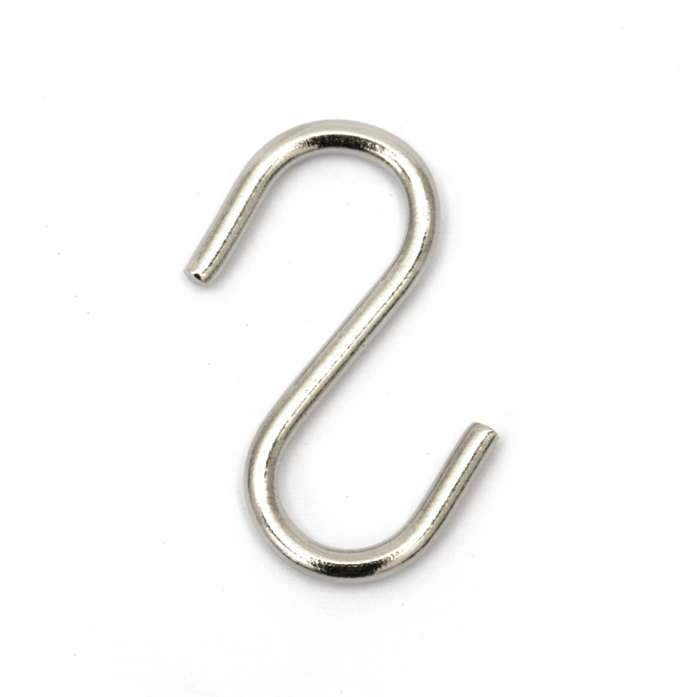 Stainless Steel S Shaped Hook /   34 mm - 10 pieces