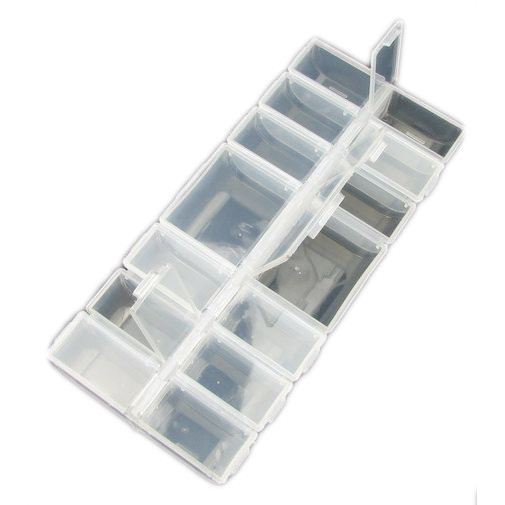 Plastic Organizer: 24x11x3 cm / 14 Compartments with Separate Lids