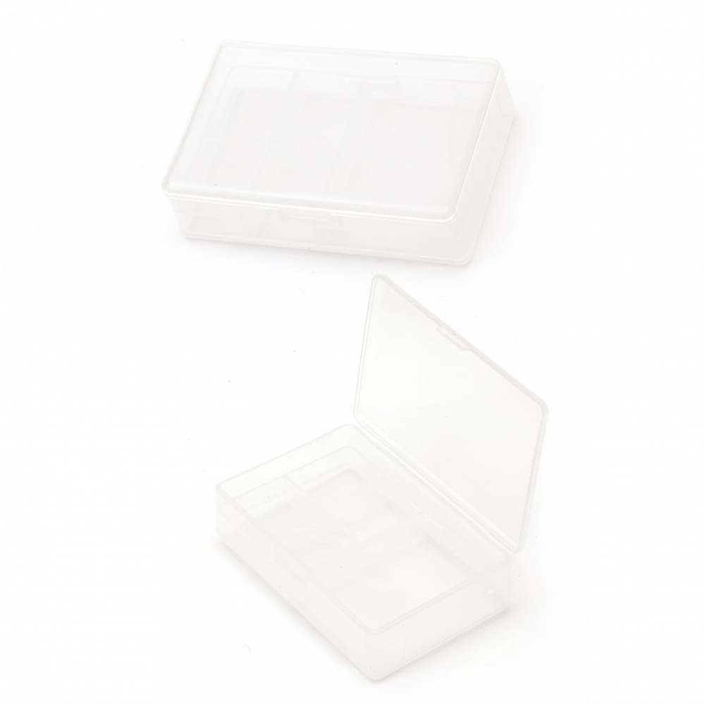 Plastic box 10.3x6.8x3 cm with 6 compartments double-faced
