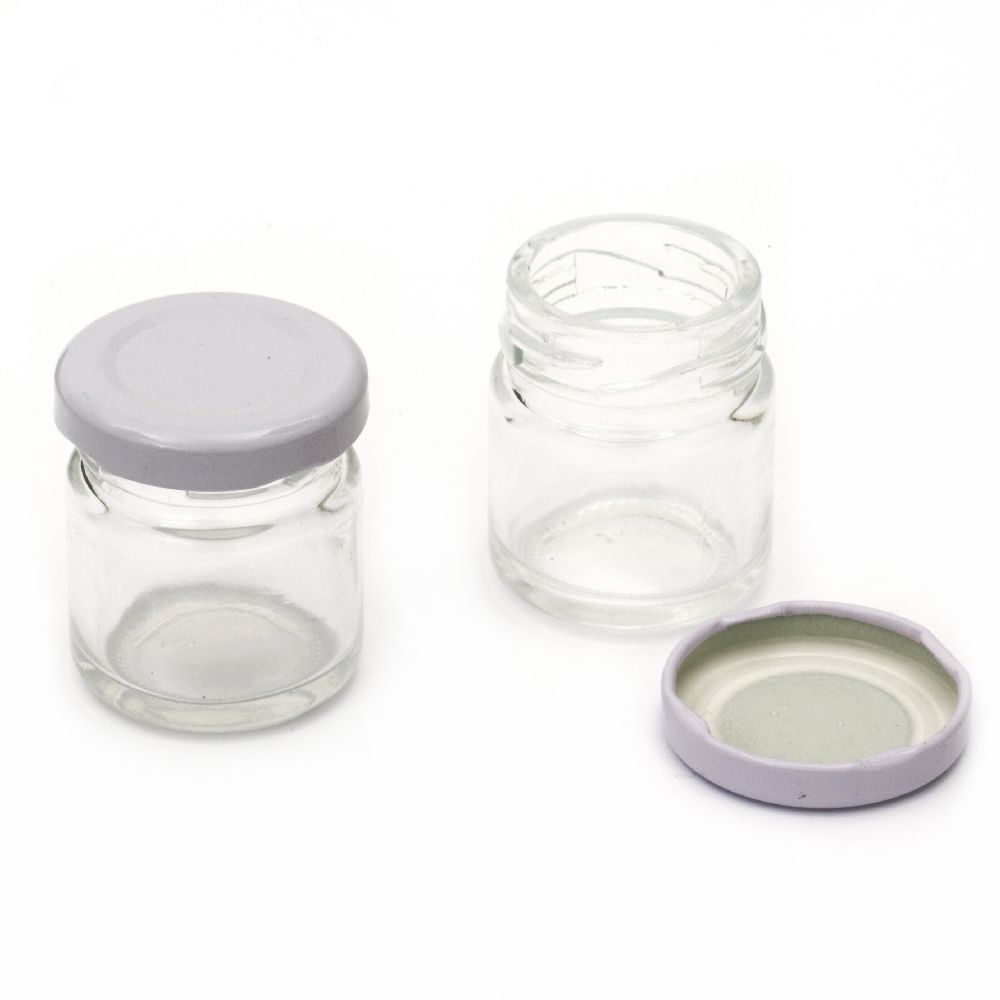 Glass jar 53x43 mm metal cap white 35 ml