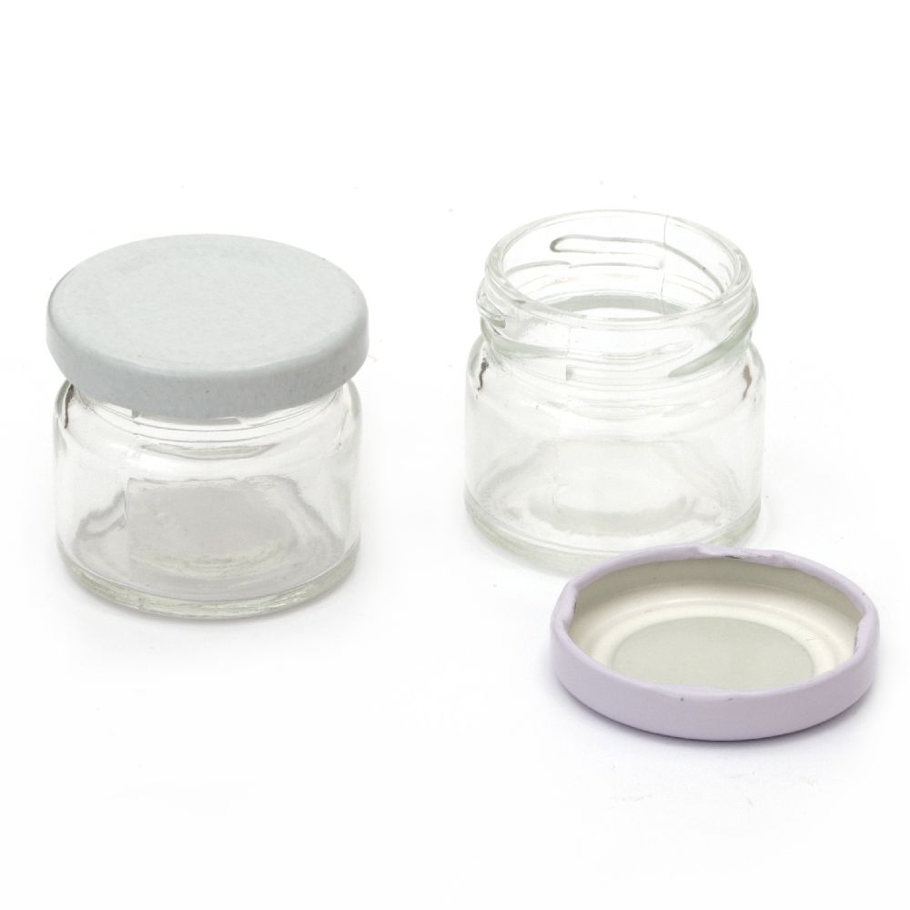 Glass jar 41x43 mm metal cap white 25 ml