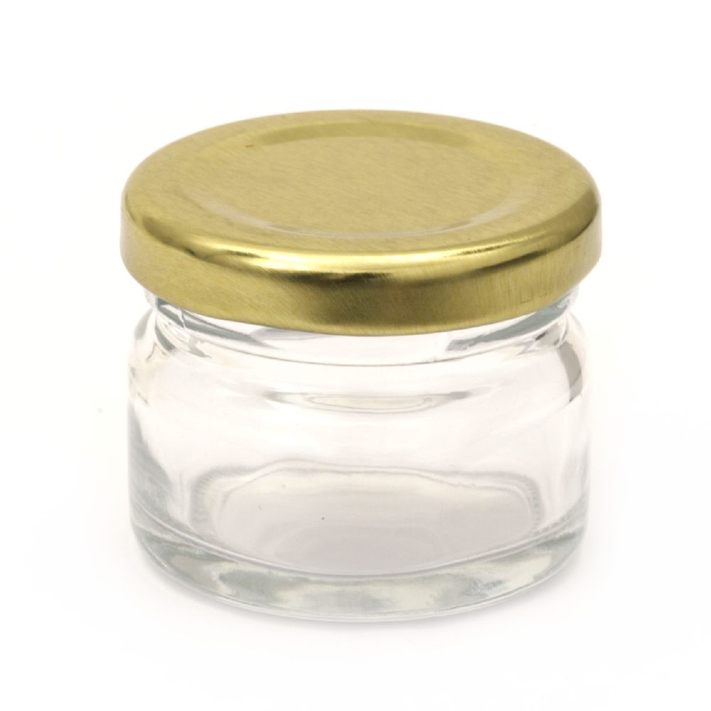 Γυάλινο βάζο 43x32 mm μεταλλικό καπάκι χρυσό 25 ml