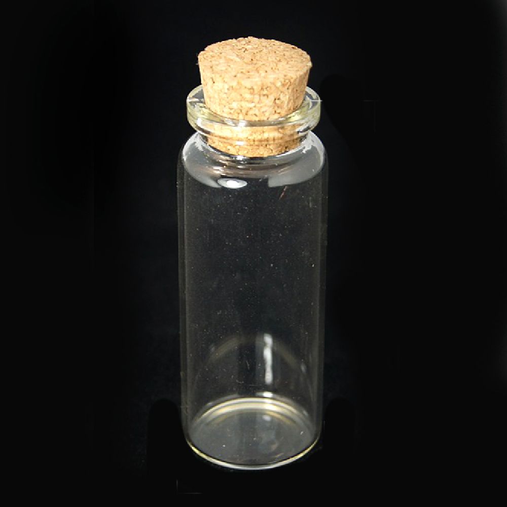 Glass Bottles, with Cork Tampions, Bead Containers 22x10 mm cork