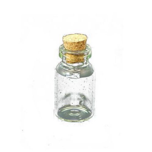 Glass Bottles, with Cork Tampions, Bead Containers 28 x 16 mm