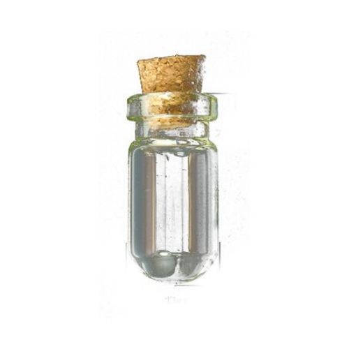 Glass Bottles, with Cork Tampions, Bead Containers 27 x 13 mm