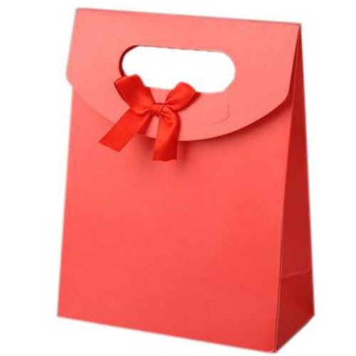Cardboard jewelry bag with satin ribbon 163x123 mm - red