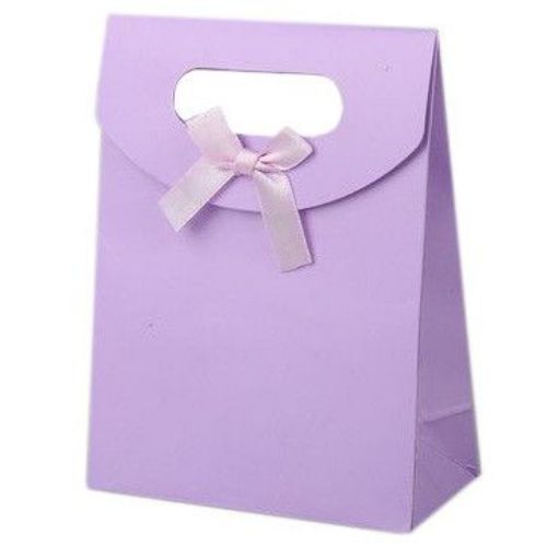 Торбичка за бижута от картон със сатенена панделка 16.3x12.3 см- лилава