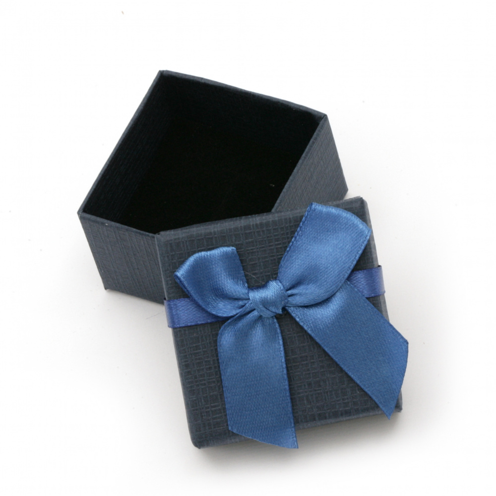 Cardboard Jewelry Gift Box with Ribbon, 50x50 mm, ASSORTED Colors