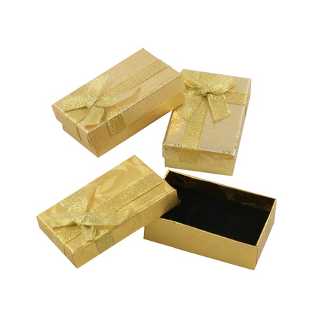 Stylish Jewelry Gift Box with Ribbon, 50x80 mm, Gold