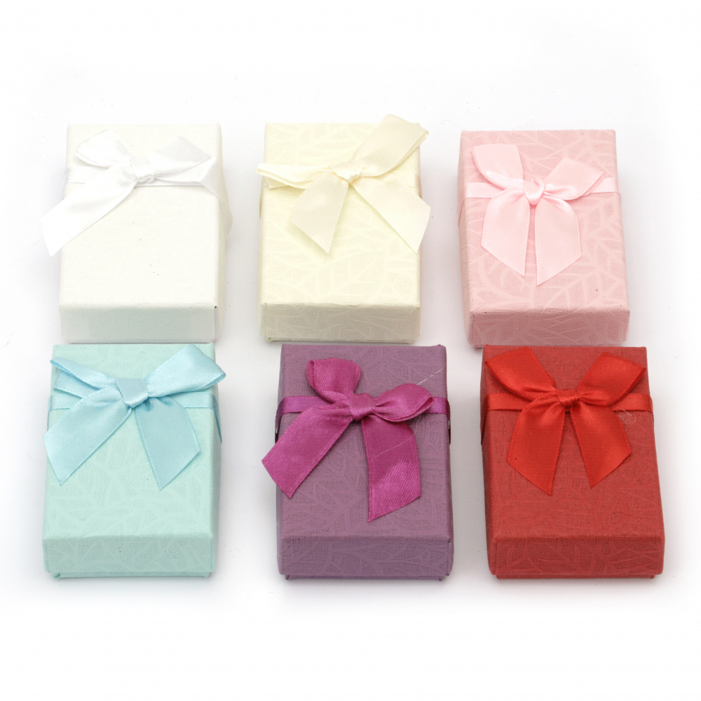 Stylish Jewelry Gift Box with Satin Ribbon, 50x80 mm, ASSORTED Colors
