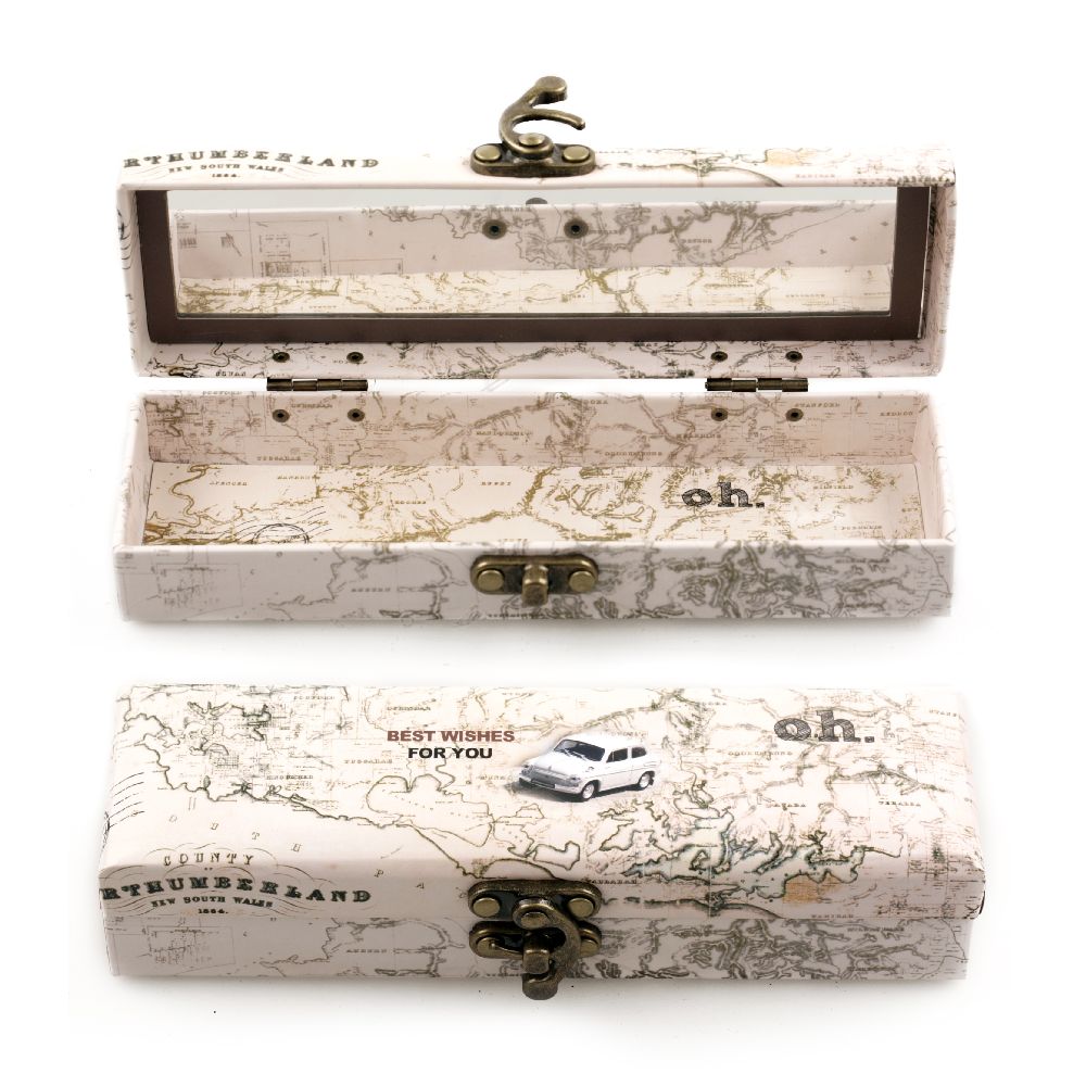 Jewelry Box with mirror and metal clasp 19x5.6x4.5 cm Best Wishes assorted color