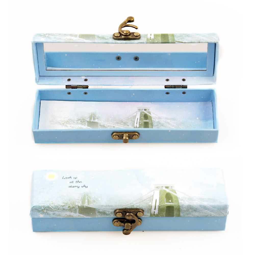 Jewelry Box with mirror and metal clasp 19x5.6x4.5 cm assorted color