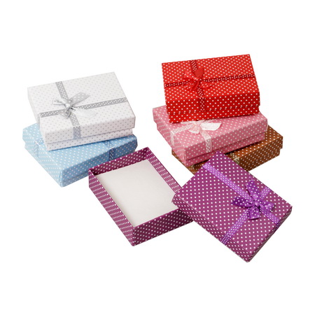 Cardboard Dotted Jewelry Gift  Box, 70x90 mm, ASSORTED