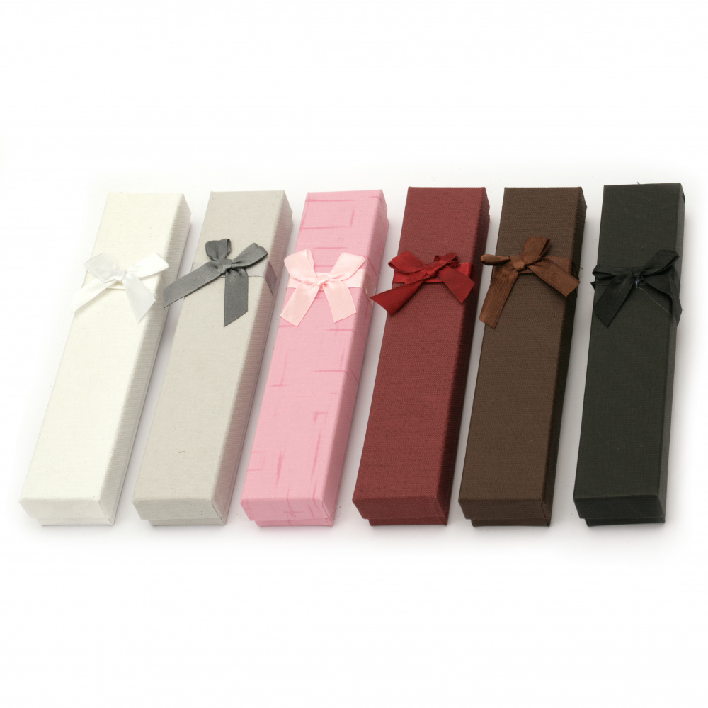 Stylish Jewelry Gift Box with Satin Ribbon, 40x215 mm, ASSORTED Colors