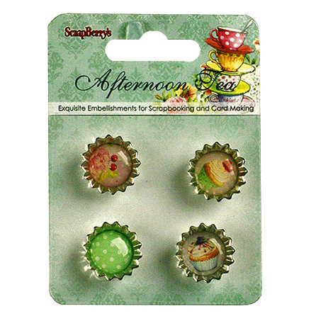 Self-adhesive metal cap for decoration Afternoon tea 4 pieces