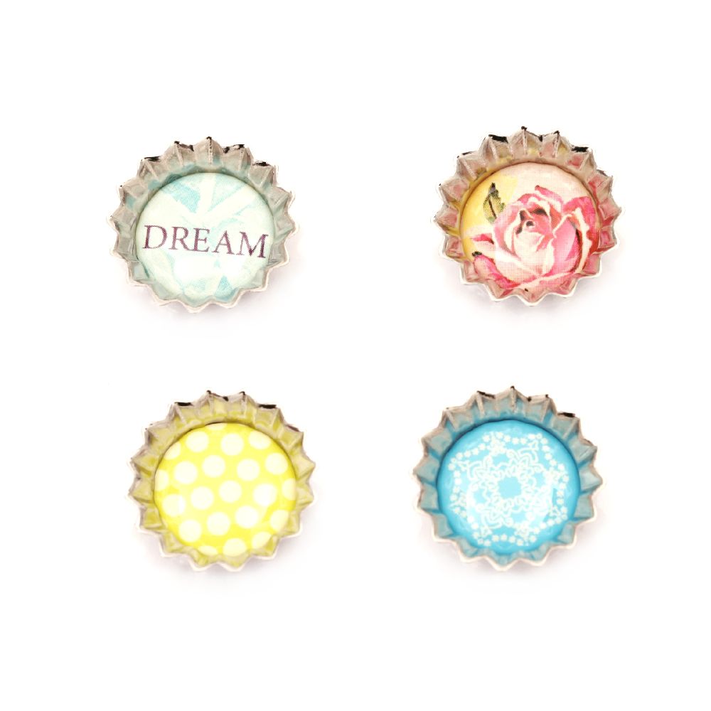 Self-adhesive metal cap for decoration Floral Embroidery 4 pieces