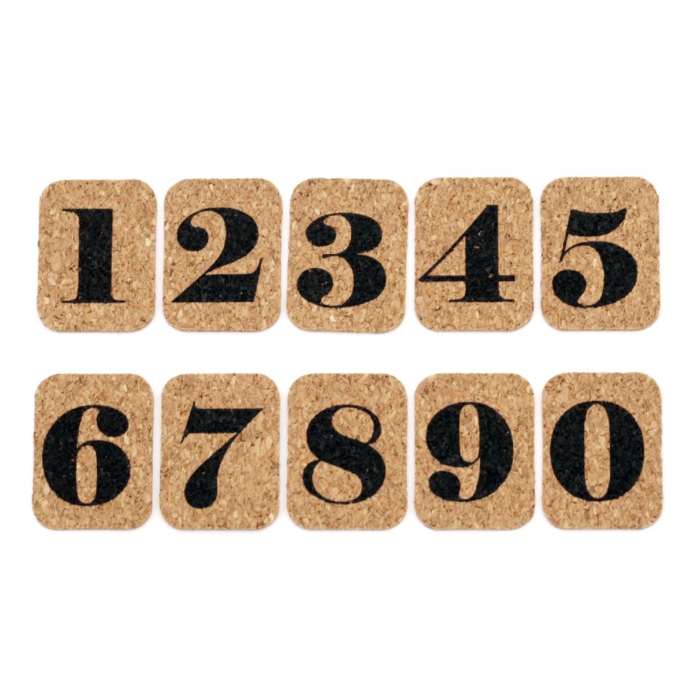 Decorative Stickers, Cork Material, Numbers, 10 pieces