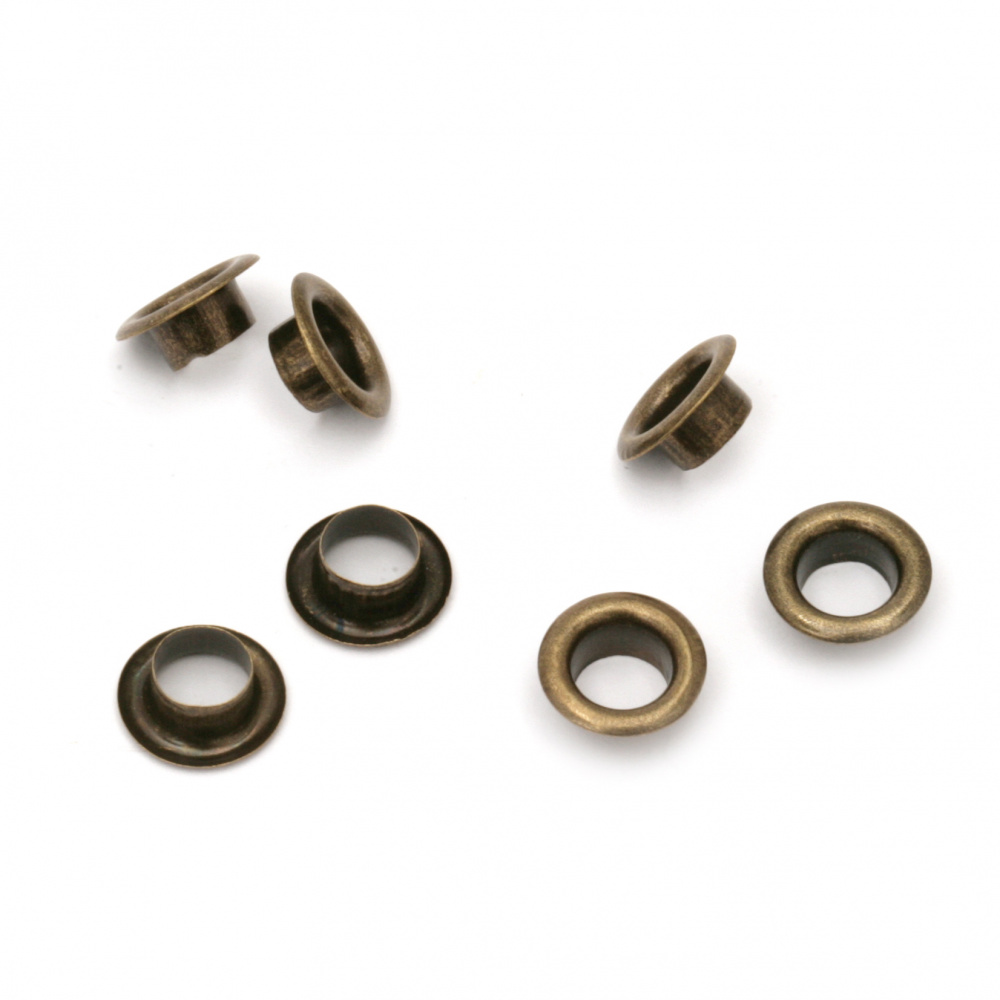 Metal Eyelets for Leather Clothes and Scrapbook Decoration, 8x3.5 mm, Hole: 4.8 mm, Antique Bronze - 50 pieces