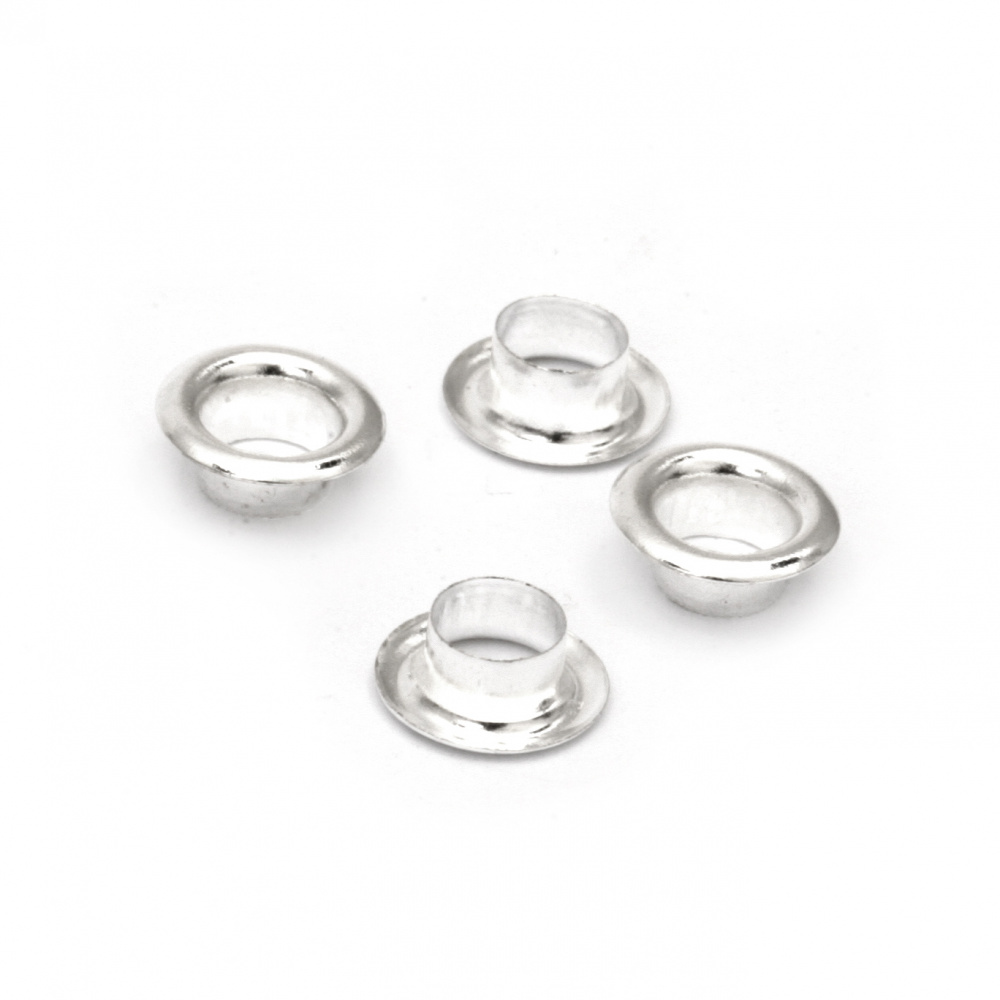 Metal Eyelets for Clothes Decoration and Scrapbook Projects, 8x3.5 mm, Hole: 4.8 mm, White - 50 pieces