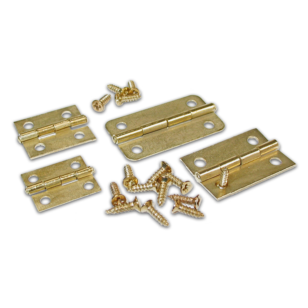 Metal Hinge with Screws MEYCO, MIX, 4 sizes, Gold Color -12 pieces