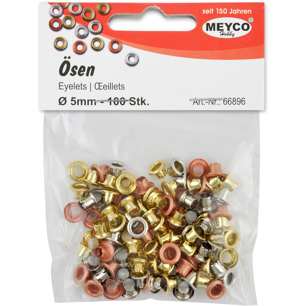 Metal Eyelets for Decoration MEYCO, 5 mm, Three Colors - 100 pieces