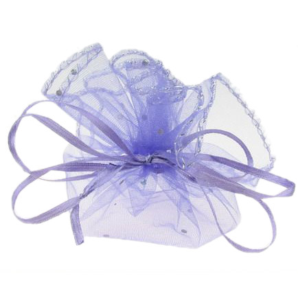 Organza Gift Bags, Wedding Favour Bags 26 cm purple with pattern