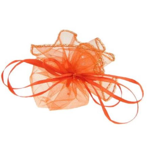 Organza Gift Bags 26 cm orange with pattern