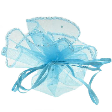 Organza Gift Bags 26 cm blue with pattern