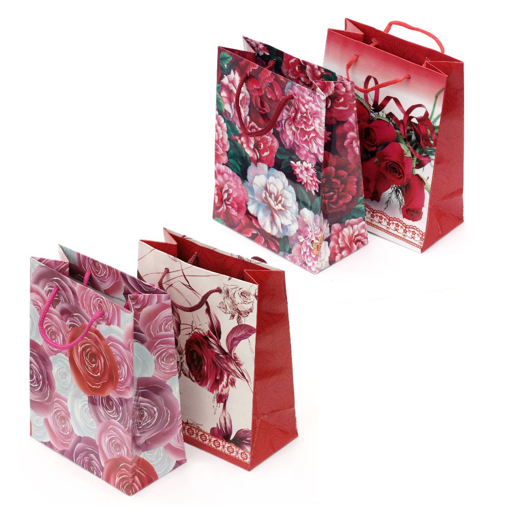 Craft Paper Gift Bag 140x180 mm flowers ASORTED