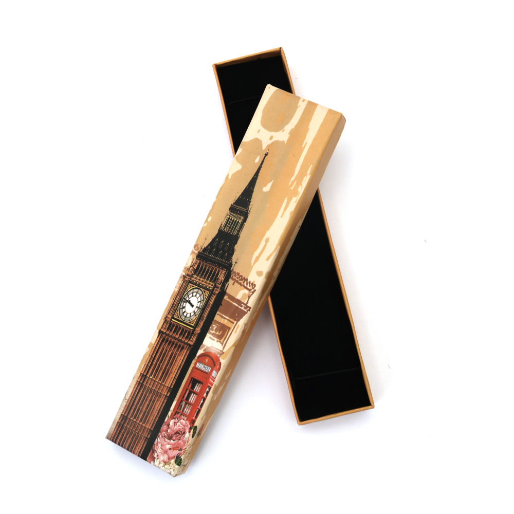 Rectangular Cardboard Jewelry Gift Box with Vintage Design, 40x215 mm 