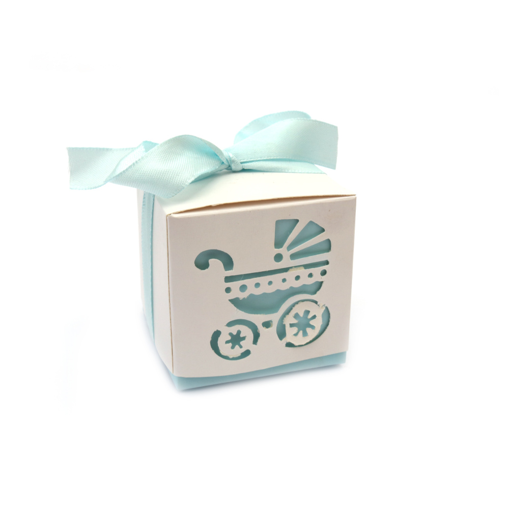Folding Cardboard Box for Baby, 6x6x6 cm, Light Blue Color