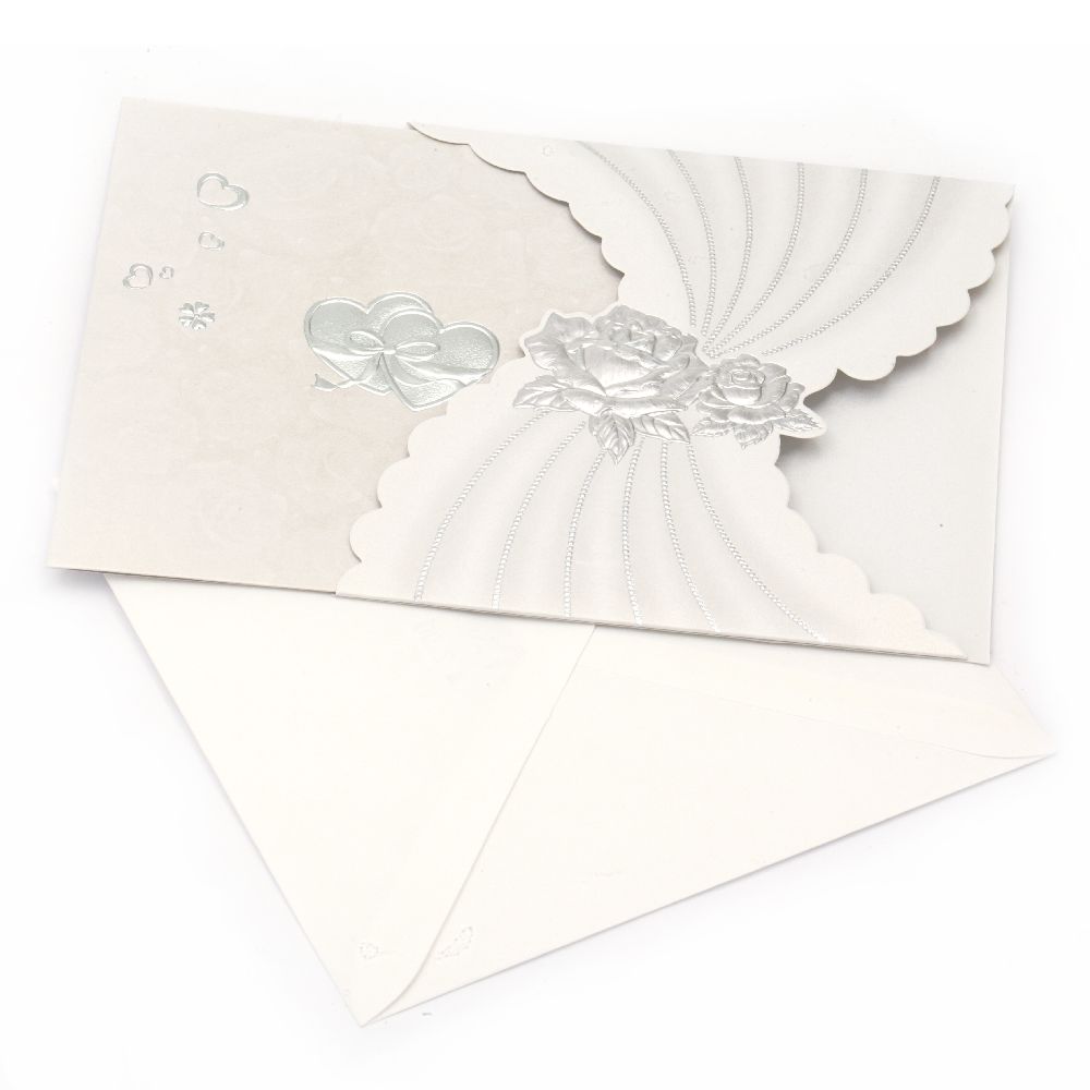 Gift Card curved with roses 145x145 mm silver with envelope