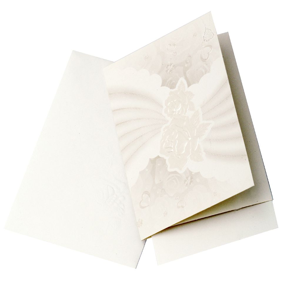 Card roses 150x100 mm champagne color with envelope stamp