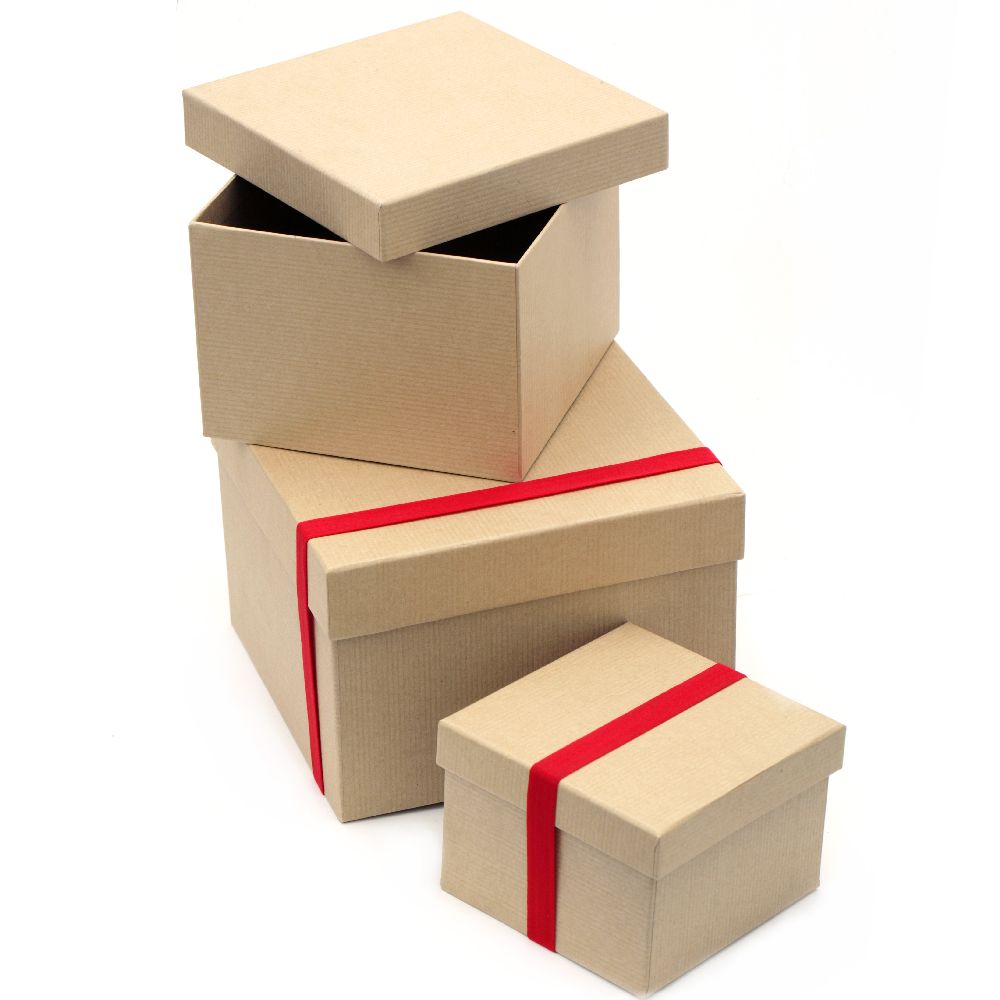 Кутия картон ластик комплект от 4 броя -19.2x13.6 см, 15.5x11.2 см, 12x8.6 см, 8.5x6.3 см
