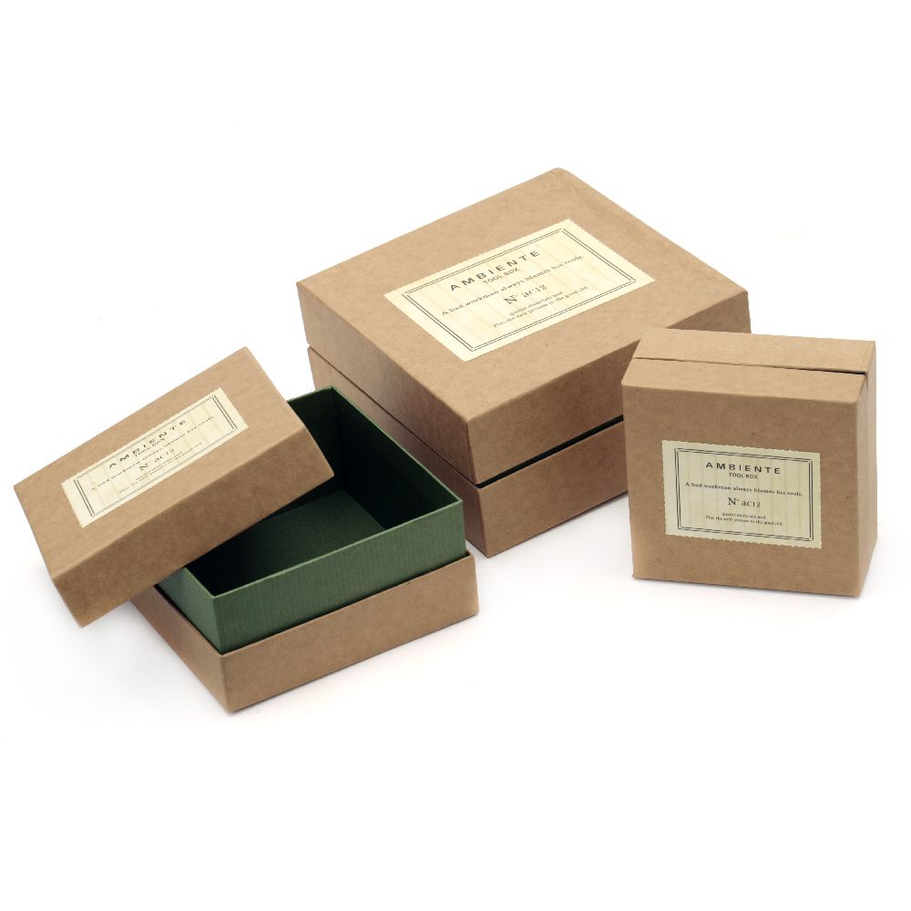 Cutie de carton din 3 bucăți -15x7,5 cm, 12,2x6,2 cm, 9,8x5 cm Cutie de scule