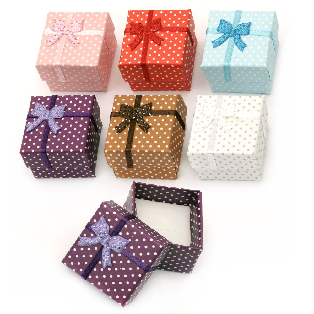 Dotted Jewelry Gift Box, 40x40 mm, ASSORTED Colors