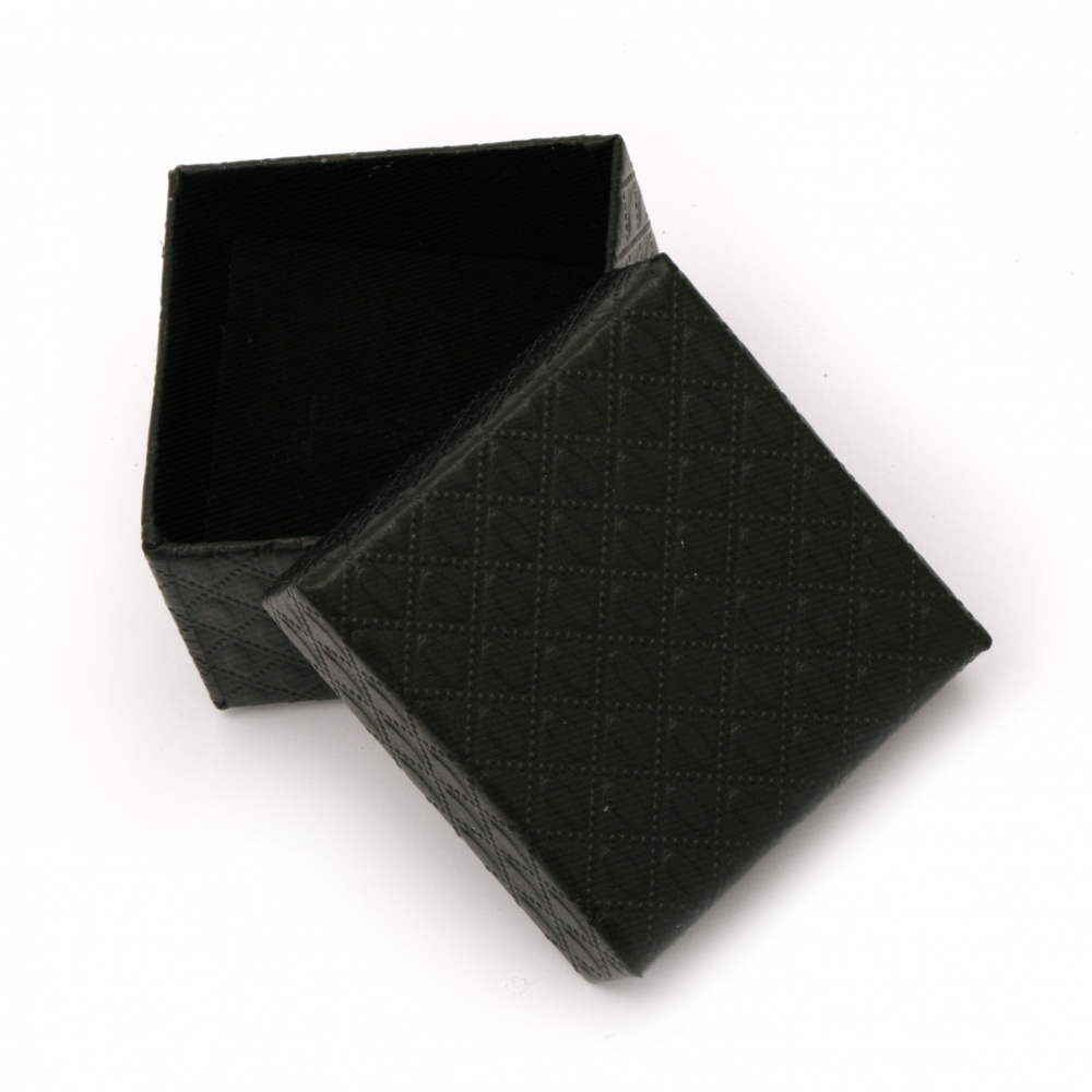 Stylish Embossed Jewelry Gift Box 50x50 mm, Black